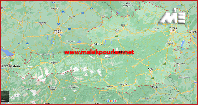 نقشه کشور اتریش - موسسه MIE