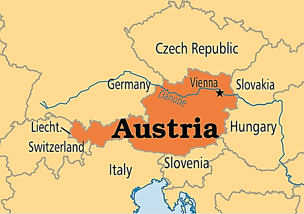 اتریش بر روی نقشه