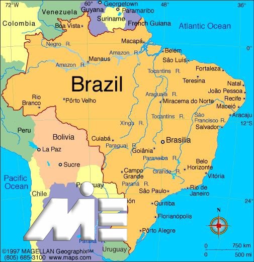 نقشه برزیل ـ برزیل کجاست؟ ـ برزیل بر روی نقشه