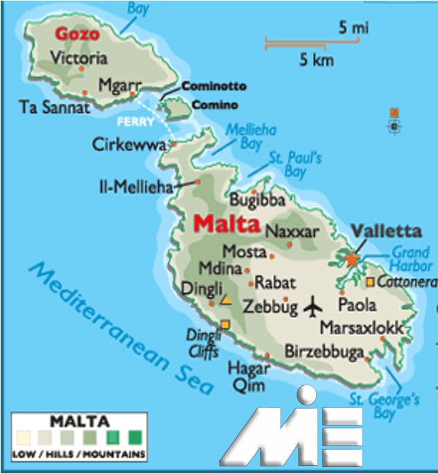 نقشه کشور مالتا ـ مهاجرت به مالتا ـ ویزای مالتا