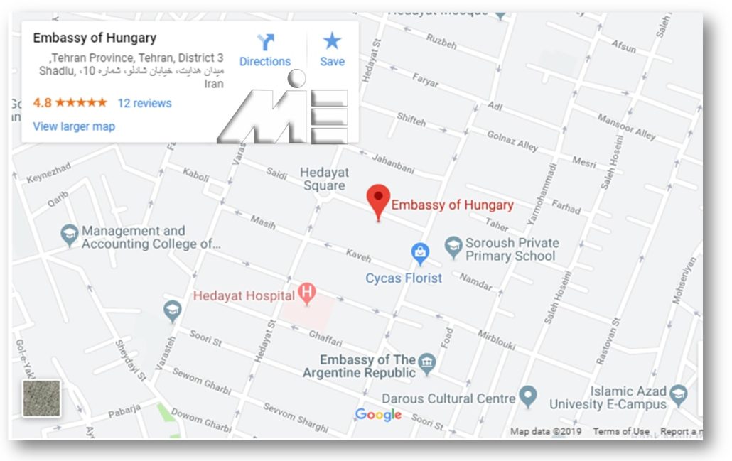 اطلاعات آدرس سفارت مجارستان بر روی گوگل مپ
