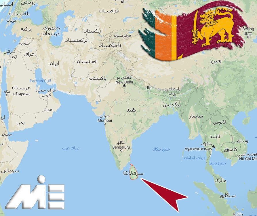 سری لانکا بر روی نقشه ـ سری لانکا کجاست؟