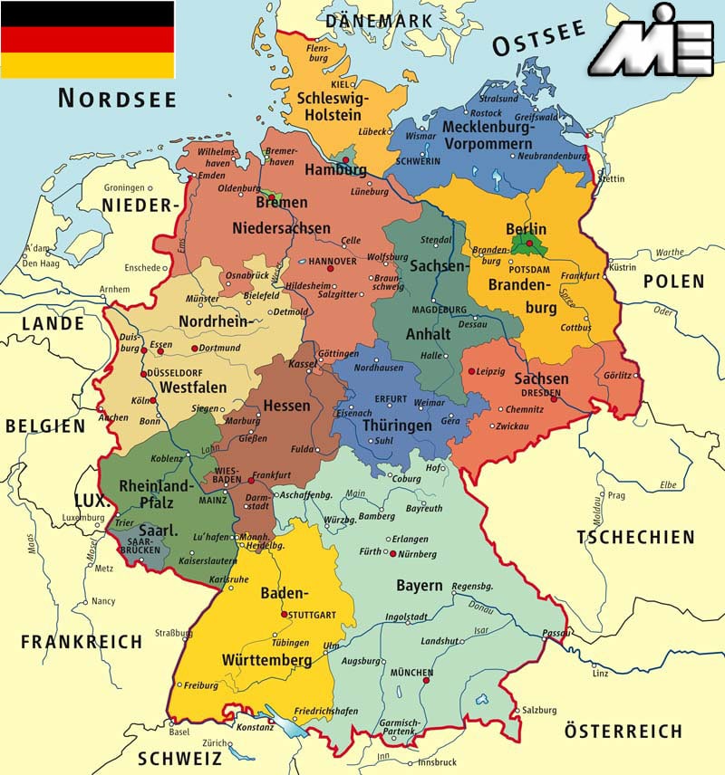 بر روی نقشه نقشه آلمان