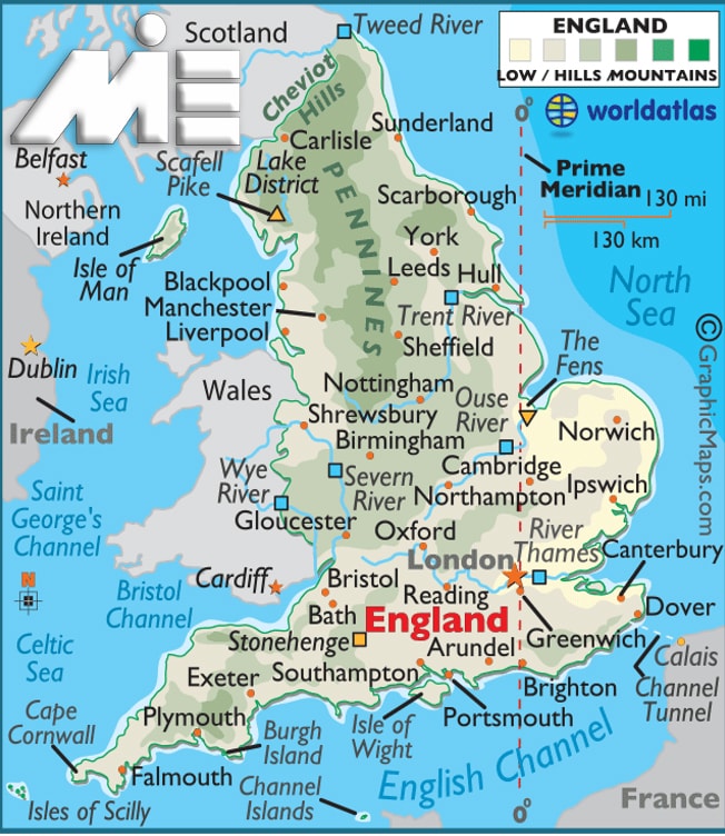 تحصیل مهندسی در انگلستان و شرایط عمومی آن-map