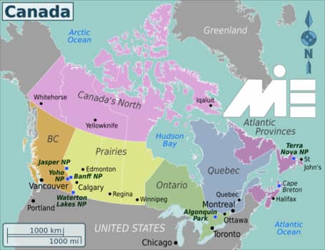 شرایط ویزای تحصیلی کانادا وشرایط عمومی - نقشه