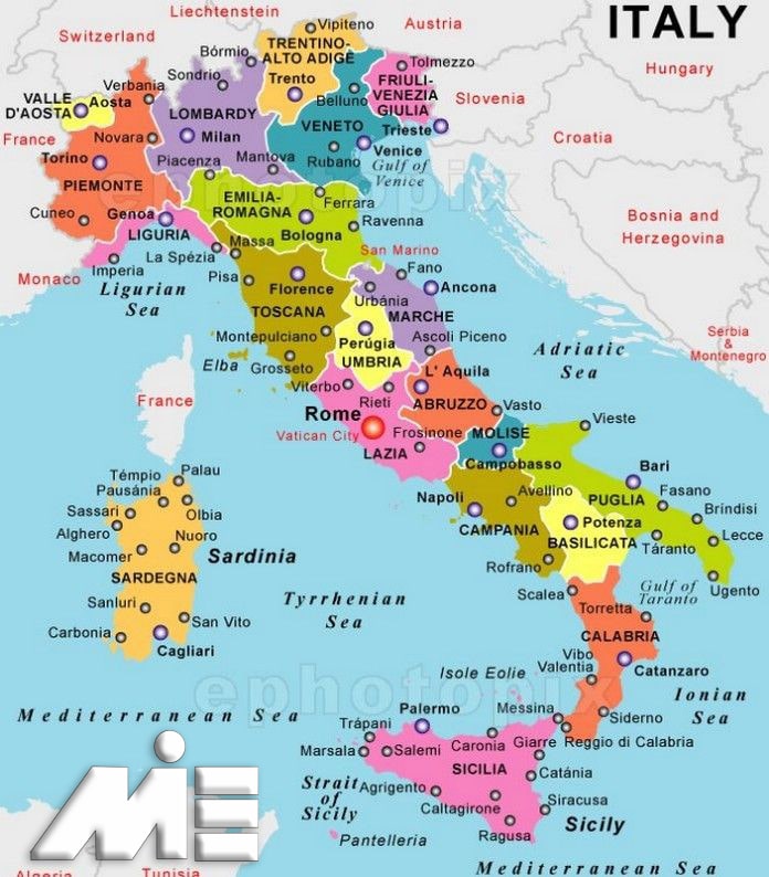 نقشه شهرهای ایتالیا - نقشه ایتالیا - ایتالیا کجاست؟ - نقشه چکمه ای شکل ایتالیا