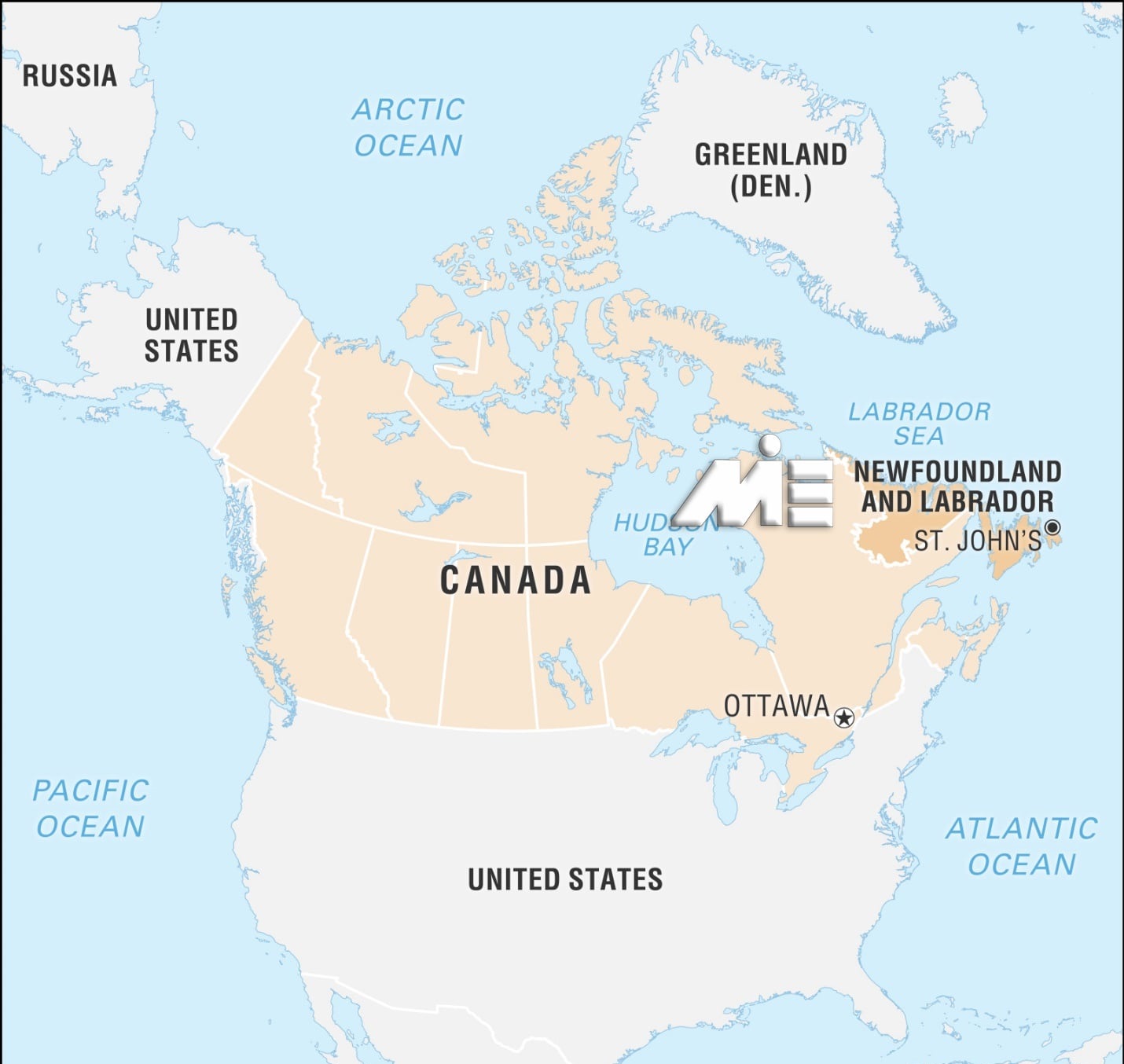 نقشه نیوفاندلند کانادا