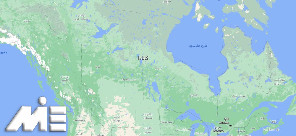 نمای از کشور کانادا و کشور های همسایه