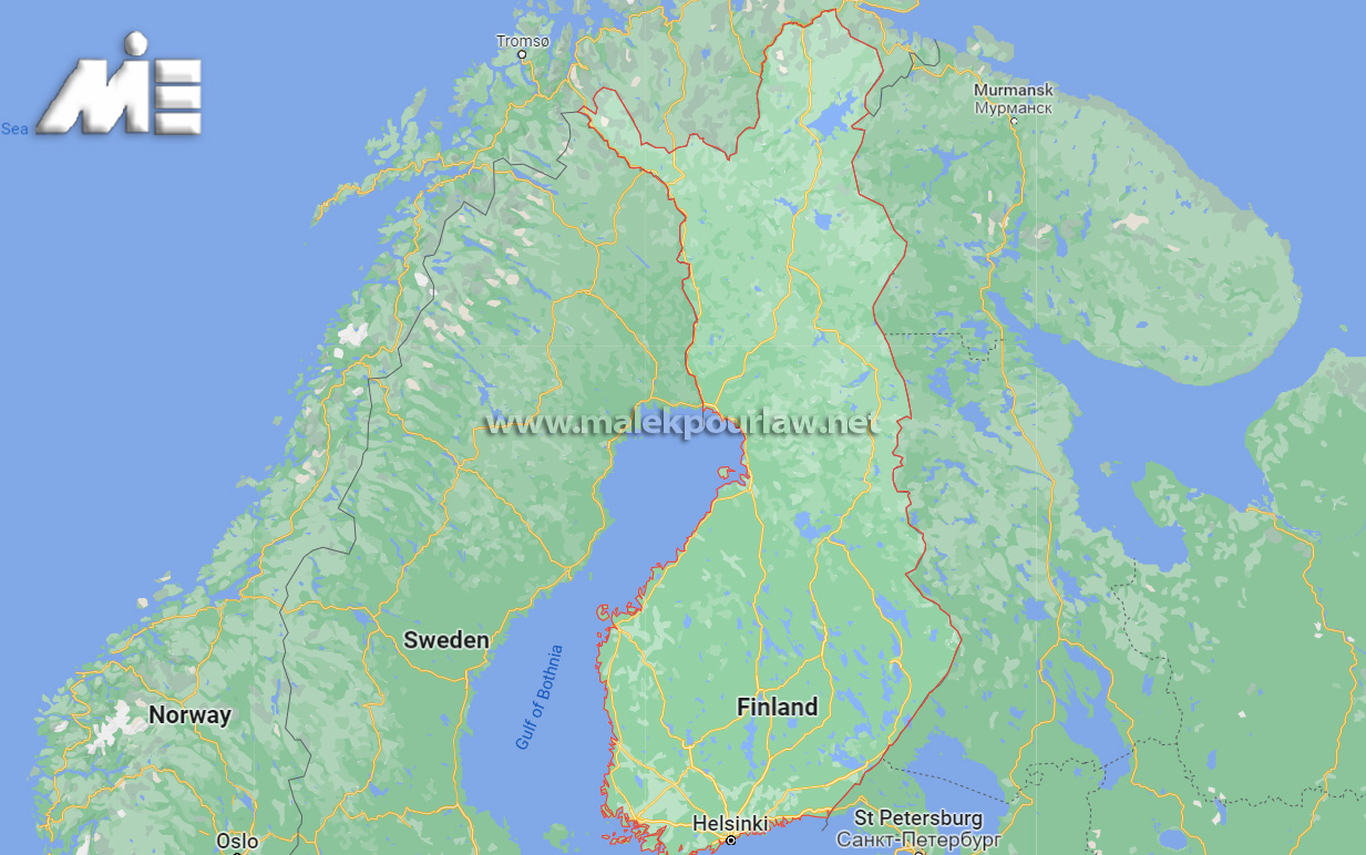 تقشه ماهواره ای کشور فنلاند؛ فنلاند در کدام قسمت قرار گرفته است؟ - موسسه MIE