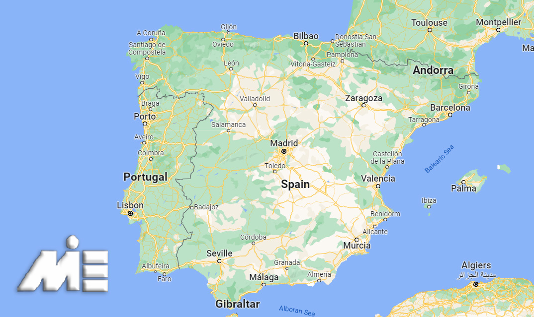 نقشه اسپانیا در جهان - موسسه MIE